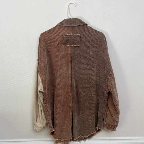 Indie Collection Corduroy Shirt Shacket Men's S Oversized Distressed Raw Edge - Picture 2 of 6